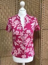 BNWT Ladies East Pink Floral Mandarin Style Blouse Top UK 8 Thin Indian Cotton