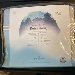 Pure Care REFRESHING Tencel Lyocell Split Cal King Sheet Set, Lt Blue, NWT - Picture 1 of 14
