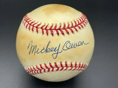Mickey Owen "WS Dropped 3rd Strike WWII US Navy" Autographed Signed Baseball PSA - Image 1 of 4