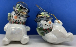 Adornos de muñecos de nieve Enesco 2001 - juego de 2 - Imagen 1 de 6