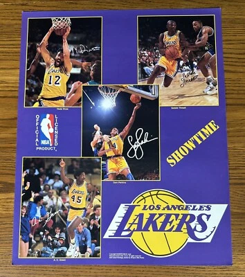 LOS ANGELES LAKERS SHOWTIME POSTER 16x20 Vlade Divac AC Green Sam Perkins Threat - Image 1 of 3
