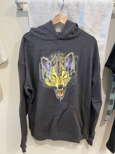 Felpa con cappuccio vintage Rhude Swarovski lupo Barneys taglia media esclusiva