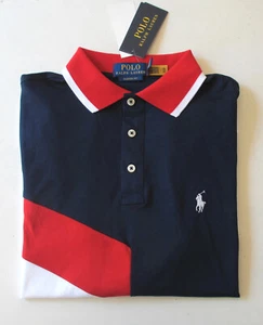 Polo Ralph Lauren Classic Fit Mens Red/Navy/White Colorblock Shirt Top Sz S $110 - Picture 1 of 6