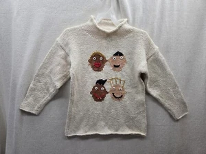 SUSS DESIGN Sewn Cartoon Faces Knit Girl's Sweater Size-6 - Picture 1 of 7