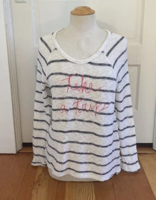 Sundry Womens Lightweight White Navy Striped Sweater 1 Small Foto 1 de 4