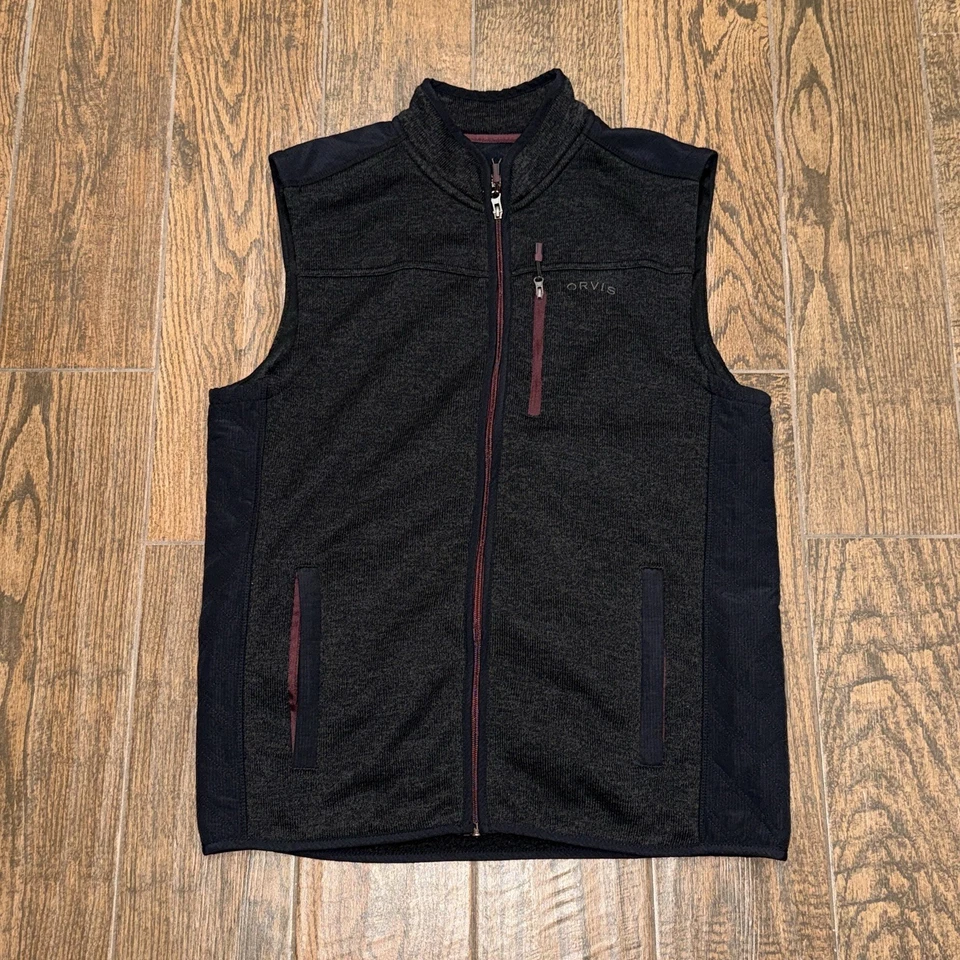 Chaleco de pesca polar suéter negro cremallera completa Orvis para hombre talla. Grande Foto 1 de 1