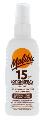 Malibu Sun SPF 15 Lotion Spray Medium Protection Sun Cream Water Resistant