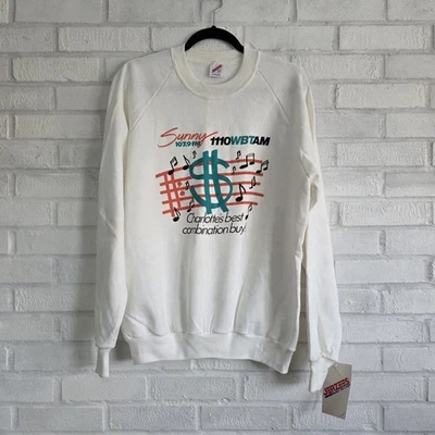 Sudadera De Colección Jerzees Cuello Redondo De Colección Charlotte Sunny 107.9FM Radio Nueva Con Etiquetas Grande Foto 1 de 4