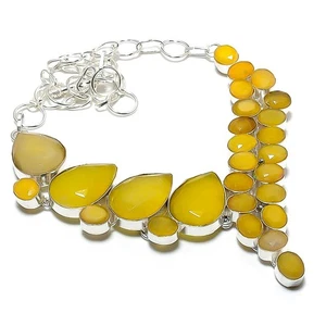 Blue Simulated Gemstone Handmade 925 Sterling Silver Jewelry Necklace 18" - Picture 1 of 5