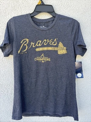 Majestic Threads Atlanta Braves World Series Champs 2021 Women’s T-Shirt XL NWT - Image 1 of 4