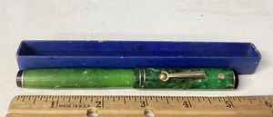 "Pluma Estilográfica Wahl Eversharp Sello Dorado 14K Vintage Jade Verde Mármolizado 5.25""" - Imagen 1 de 19