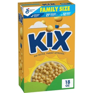 Kix Whole Grain Breakfast Cereal, Crispy Corn Cereal Puffs, Family Size, 18 oz - Picture 1 of 6