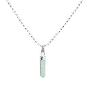 Crystal Pencil Pendant with Chain Natural Reiki Healing Stone Necklace 30-40MM - Picture 1 of 111