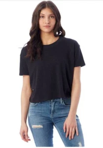 Alternative Womens Short Sleeves Cropped T Shirt Black Large - Picture 1 of 3