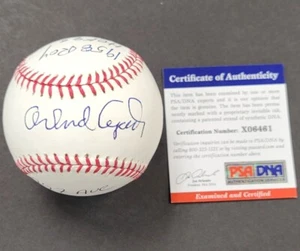 Orlando Cepeda autograph signed MLB Baseball 7 Stat Inscriptions ~ PSA/DNA COA - Picture 1 of 4