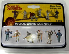 HO Scale Model Railroad Trains Woodland Scenics Chain Gang People Figures 1858