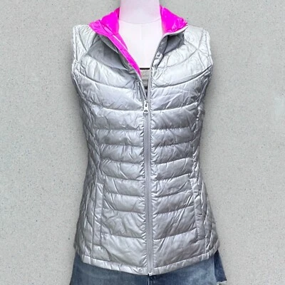 Женский жилет Ideology Puffer Средний Серебристый Стеганый Упаковываемый С Ярко-розовым - Изображение 1 из 4