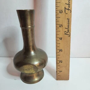 Vintage Brass Vase from India, indented sides, 6" tall, used - Picture 1 of 7