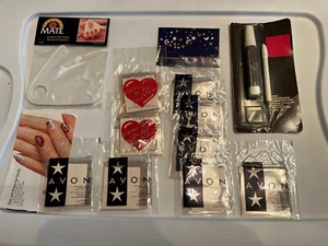 Avon Nail Accents Vintage Decal Lot July 4, Valentines, Shimmer Stickers Pen - Picture 1 of 7