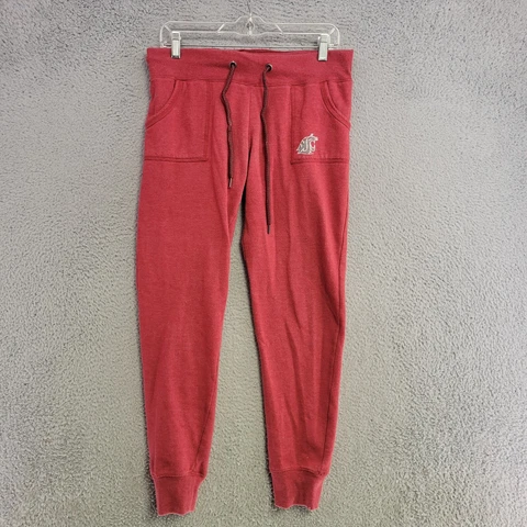 Washington State Cougars Sweatpants Womens L Large Red Tapered Leg Drawstring Cover