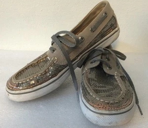 Sperry Topsider Pailletten Bootsschuhe Mädchen 2,5 Bahama Zinn - Bild 1 von 6