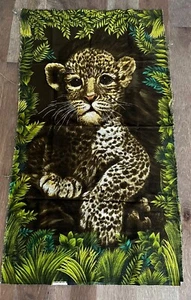 Vintage MCM 70er Jahre Gepard Rindenstoff Wandteppich WESCO RELTEX Stoff Retro - Bild 1 von 10