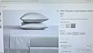 Pottery Barn 700-Thread-Count Sateen Sheet Set CAL King size Grey, NWT $299+ - Picture 1 of 15