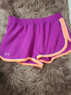 Under Armour Heat Gear Púrpura Naranja Cintura Elástica Malla Pantalones Cortos Mujer’s Mediano Foto 1 de 4