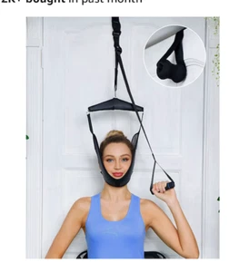Cervical Neck Traction Device Over Door Stretcher Head Brace Pain Relief Black - Picture 1 of 1