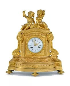 French Louis XVI Ormolu Clock Classical Gilt Gilded Figural Napoleon Putti Gold - Picture 1 of 8