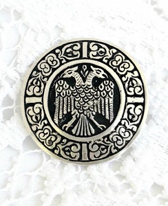 Byzantine 800 European Silver Imperial Eagle Brooch Pin Double Headed Antique - Picture 1 of 8