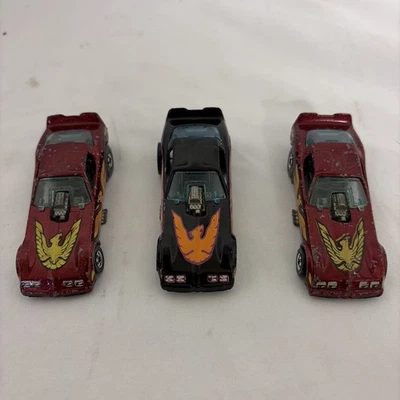 (3) Винтажные Hot Wheels 1977 Pontiac FIREBIRD СМЕШНЫЕ АВТОМОБИЛИ - темно-бордовые и черные автомобили - Изображение 1 из 4