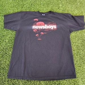 Vintage Zeitungsjungen TShirt 2XL schwarz Rundhals christliche Gruppe 2000er Band Fallschirm - Bild 1 von 8