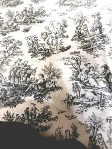 Toile Fabric Beige Black 41x44 - Picture 1 of 2