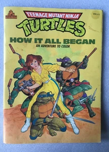 Libro para colorear Teenage Mutant Ninja Turtles 1988 TMNT sin usar cómo comenzó todo - Imagen 1 de 15