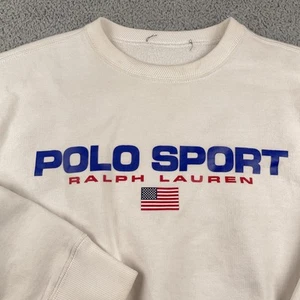 Polo Sport Ralph Lauren Sweatshirt Herren klein weiß Rundhalsausschnitt USA Flagge Spruch - Bild 1 von 13