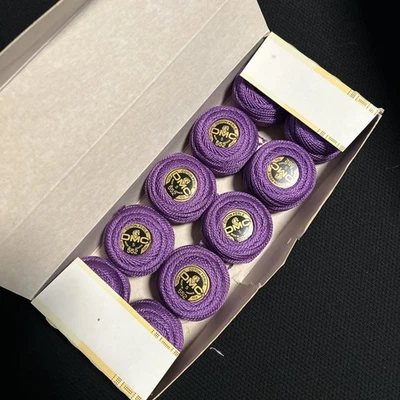 DMC Coton Perle Floss #5 Thread Box of 10 Balls 45 meters each. Color 552 purple - Image 1 of 3