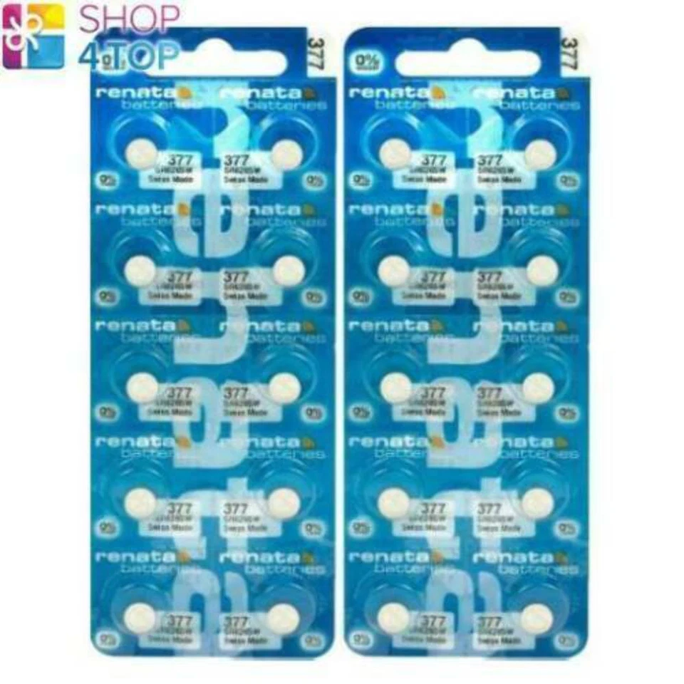 20 RENATA 377 SR626SW BATTERIES SILVER 1.55V WATCH SWISS MADE EXP 2026 NEW - Image 1 of 1