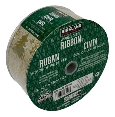 Kirkland Wire-Edged Ribbon 2.5" Wide 50 YD Gold Trees & Trim - Image 1 of 3