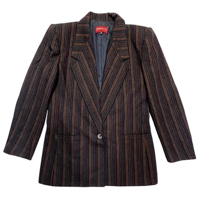 Blazer Sasson Vintage Años 80 Mezcla de Lana Rayas Retro Preppy Dark Academia Talla 10 Foto 1 de 4