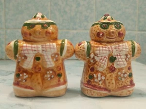 Vintage 3" Porzellan Lebkuchen Männer Salz Pfefferstreuer Weihnachten Land Dekor - Bild 1 von 7