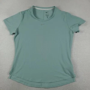 Nike Dri-fit Shirt Active Logo Sports Training Gym Size M Green Womens - Picture 1 of 9