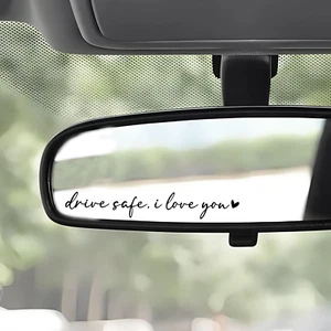 2 X I Love You Drive Safe Mirror Decal, Rearview Mirror Car Decals for Women, Vi - Picture 1 of 12
