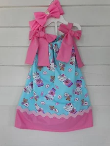 Vestido de almohada hecho a mano de Hello Kitty con diadema a juego para niñas pequeñas tallas - Imagen 1 de 3