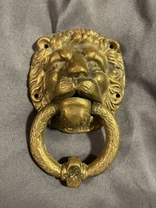 Antique Cast Bronze or Brass Lion Head Door Knocker - Picture 1 of 11