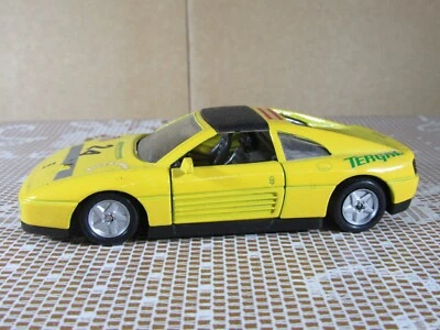 A173 Maisto Shell Ferrari 348TS Jaune 1:38 Jouet à Friction Ok Pub Esso Tergal - Photo 1/4