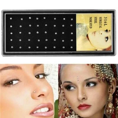 Crystal Clear Bulk Nose Stud Bend Mix Colour Bone Piercing Tragus Ring Bar AU - image 1 of 4