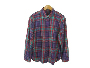 Ralph Lauren Jeans Co Womens XL Red Purple Turquoise Plaid LS 100% Cotton Shirt - Picture 1 of 10