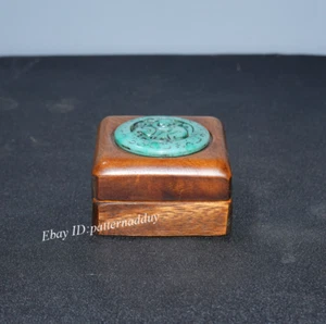 Old Collection Home Decor Rosewood Inlaid Gemstone Square Jewelry Box - Picture 1 of 6