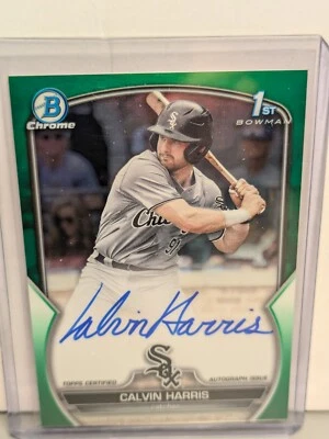 2023 Bowman Chrome 1st Bowman Green On Card Auto Calvin Harris 88/99 - Image 1 of 2